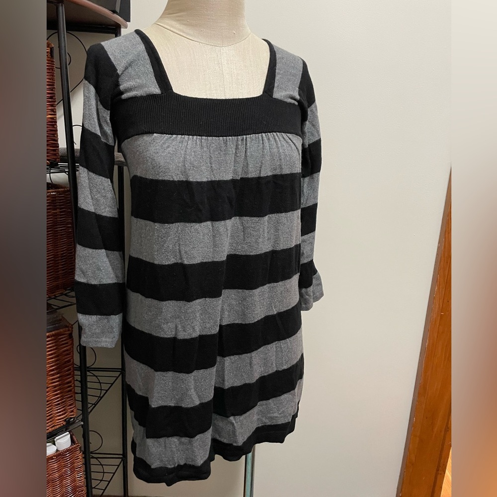 Express small sweater dress babydoll striped square neckline